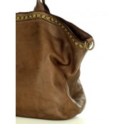 V4 Skórzana torba shopper na ramię damska. Skóra naturalna vintage Nity